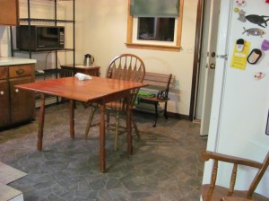 The new kitchen floor, the old kitchen table &c