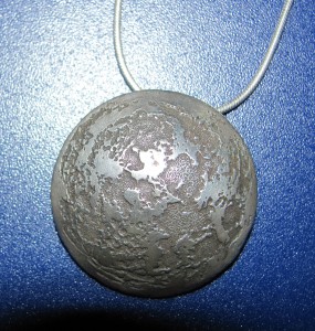 Astronomically correct moon, sterling silver, from Saturn 5 Studio.